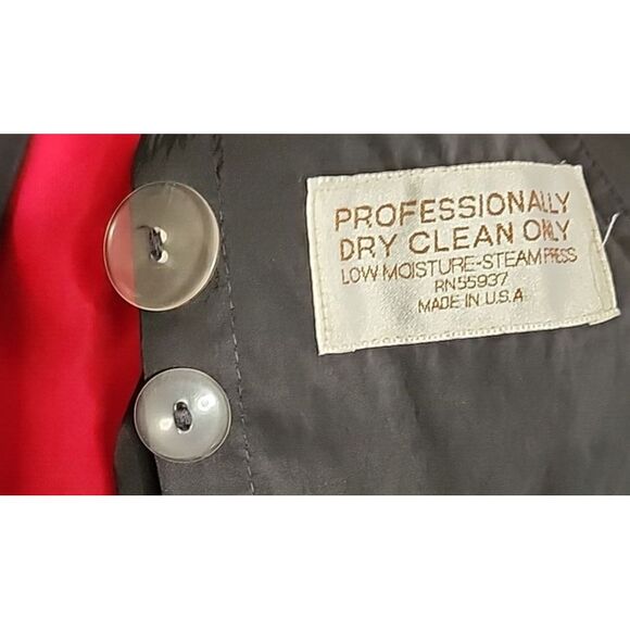 Vintage Jones New York‎ Wool Long Coat Petite XL Peacoat Black with Red Lining - Picture 5 of 15